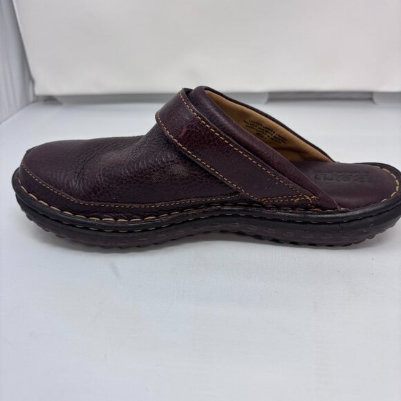Born Brown Leather slip-on clog mule wedge shoes Woman's size 7 - Picture 3 of 16